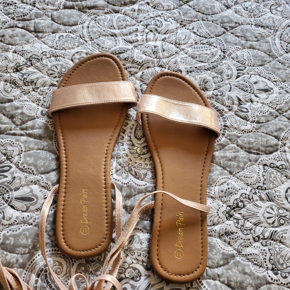 Dream Paris lace up flat sandals rose color - Picture 7 of 7